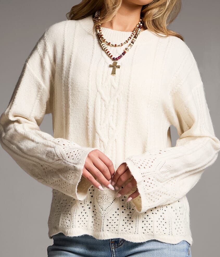 Cable Pointelle Sweater - thumbnail 4