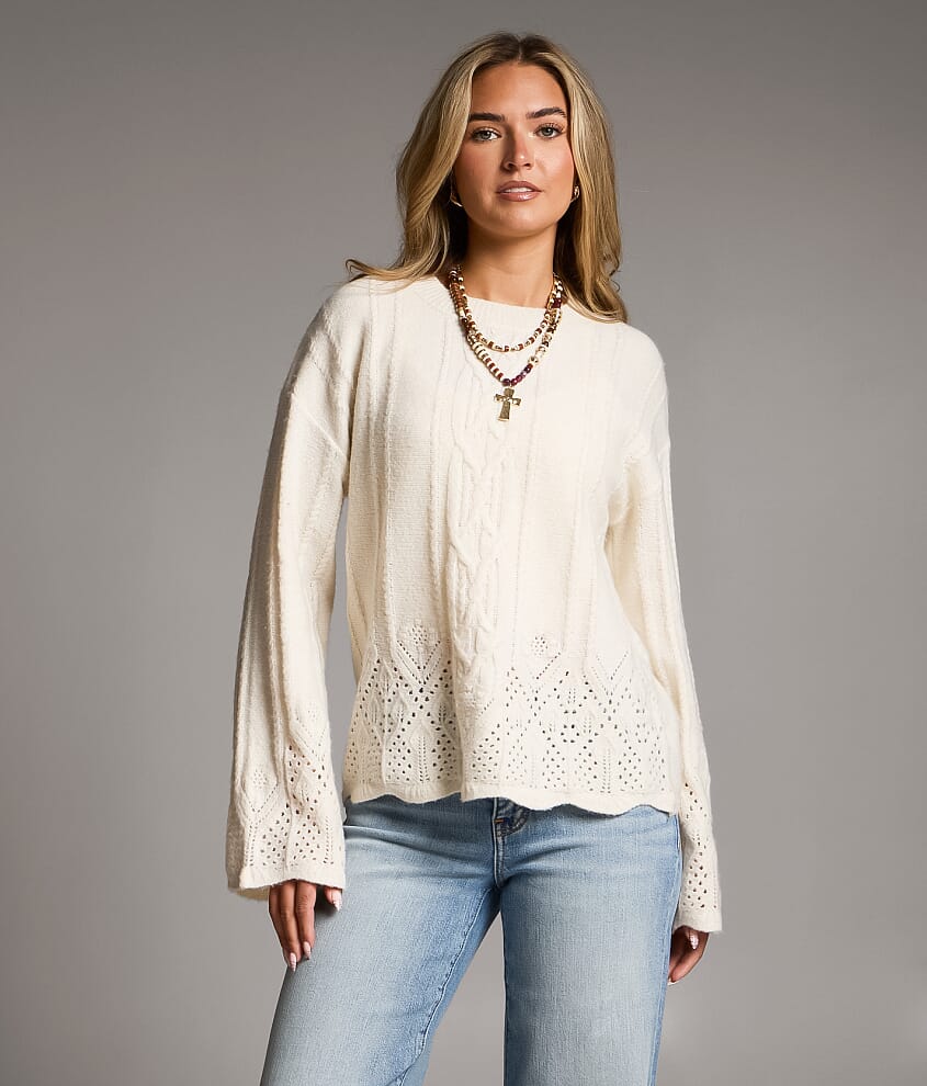 Cable Pointelle Sweater - thumbnail 2