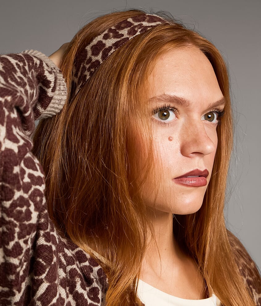 Cheetah Cardigan Sweater With Scarf