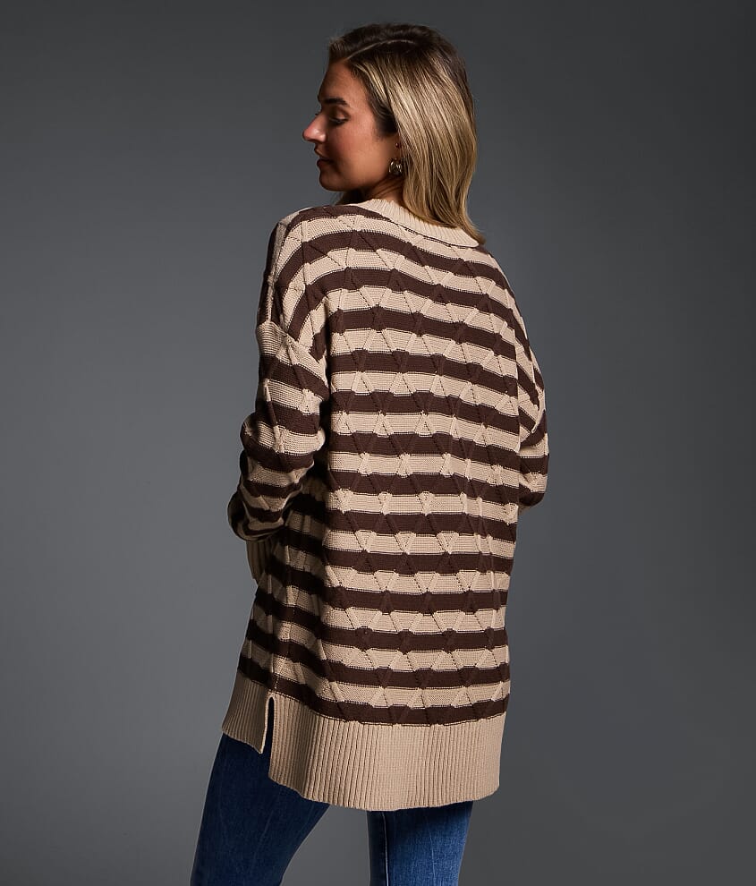 Refined Edit - Striped Cable Knit Sweater - thumbnail 3