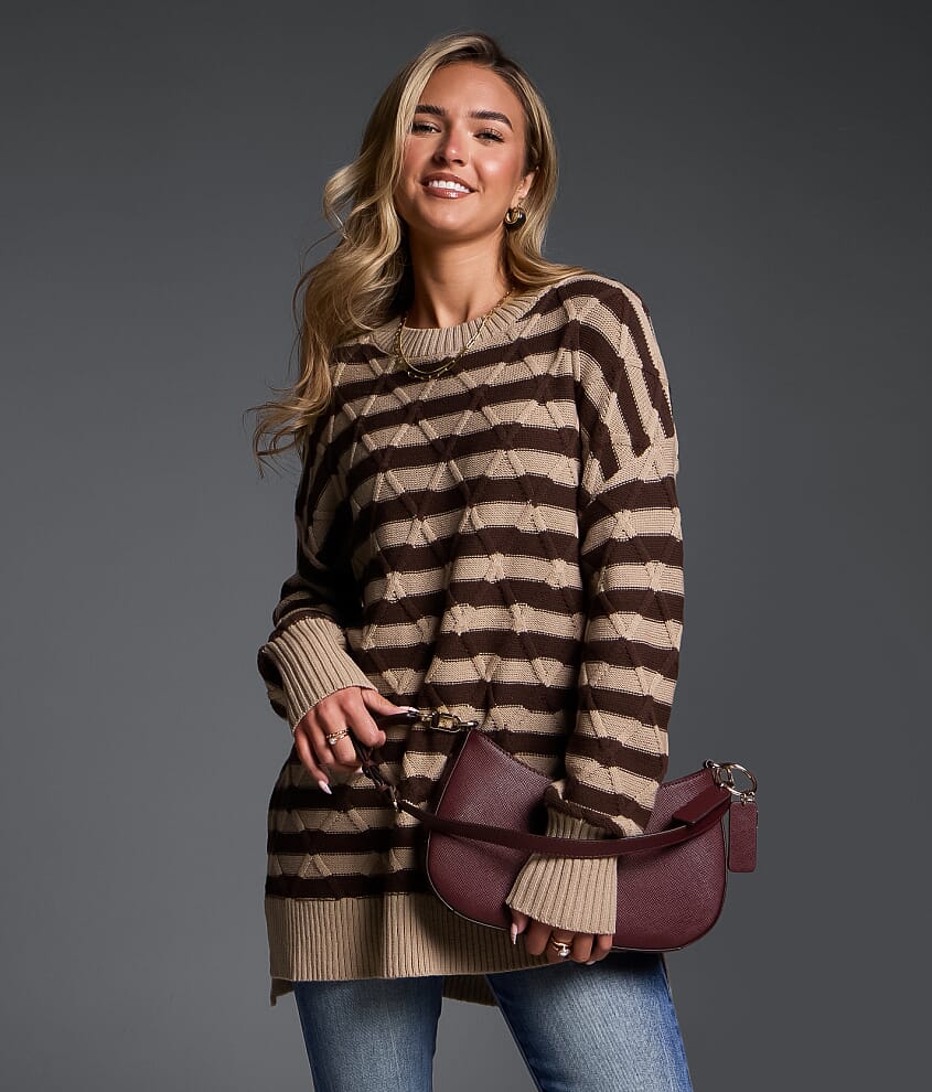 Refined Edit - Striped Cable Knit Sweater