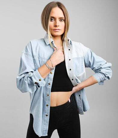 Gilded Intent Pieced Chambray Shirt FULL_LEFT_SIDE
