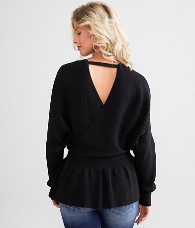 red by BKE Surplice Peplum Top back view