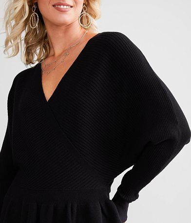 red by BKE Surplice Peplum Top misc detail 1 view