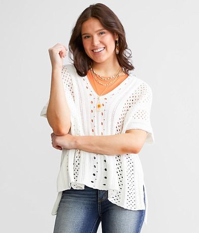 Daytrip Pointelle Dolman Sweater front view