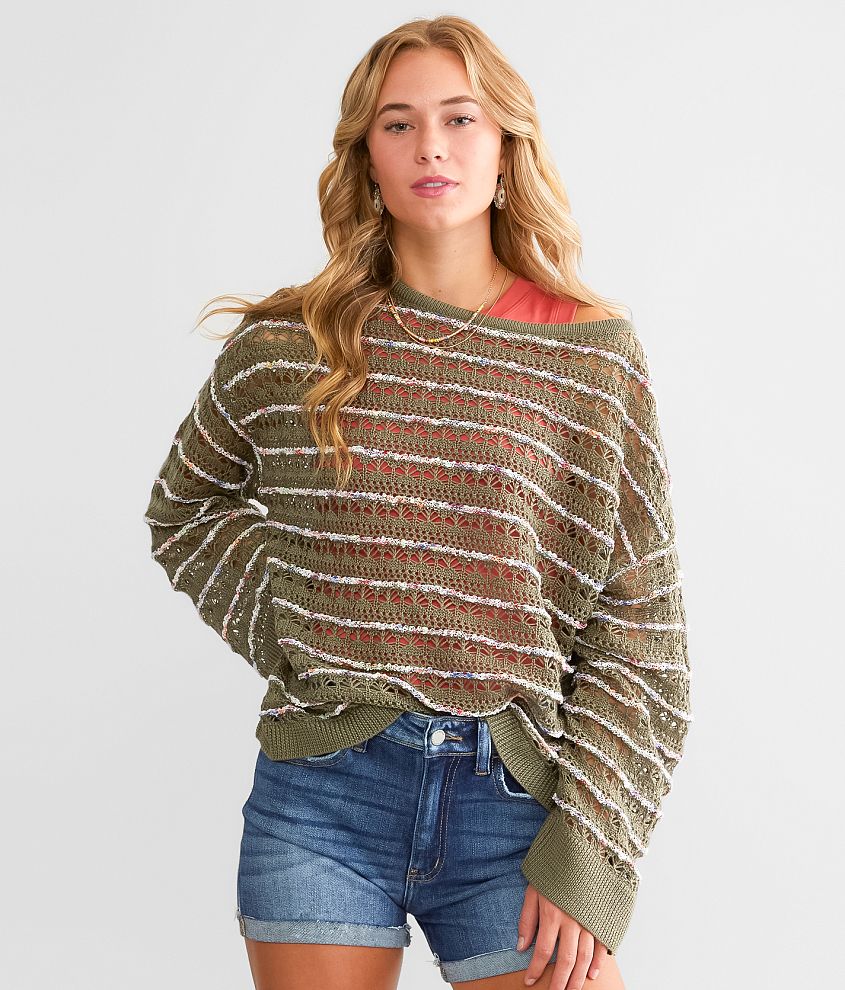 Daytrip Color Pop Striped Sweater front view