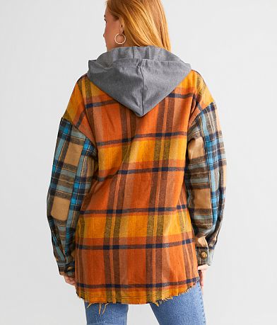 BKE Flannel Hooded Shacket back view