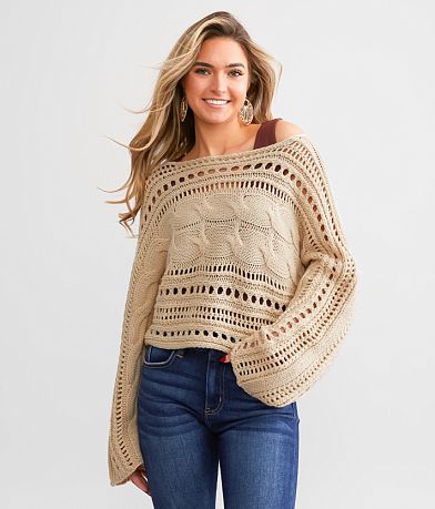 Willow & Root Cable Knit Cropped Sweater front view