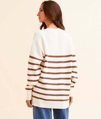BKE Striped Cardigan Sweater BACK