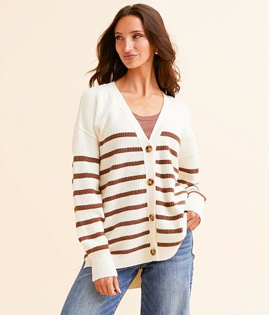 BKE Striped Cardigan Sweater FULL_LEFT_SIDE