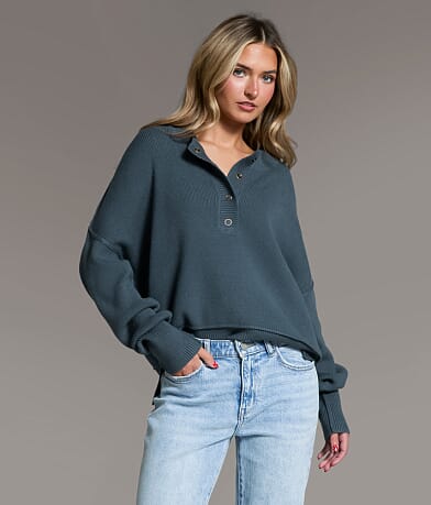 BKE Snap Henley Sweater front view