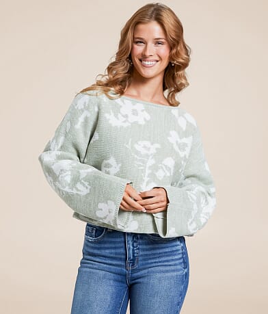 Willow & Root Floral Cropped Sweater front view