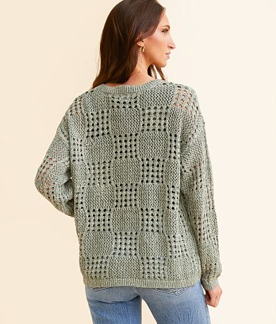 BKE Pointelle Sweater back view