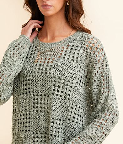 BKE Pointelle Sweater misc detail 1 view