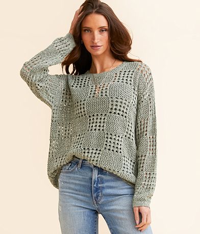 BKE Pointelle Sweater front view