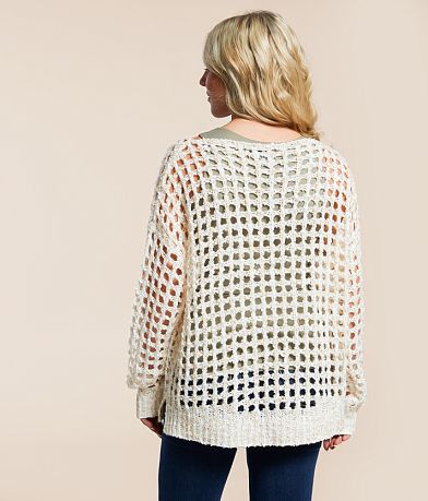 BKE Eyelash Pointelle Sweater BACK