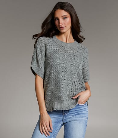 BKE Pointelle Oversized Sweater front view