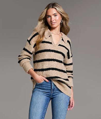 BKE Prep Edit - Nubby Striped Sweater front view