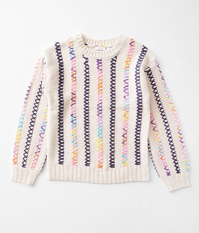 Willow & Root Girls - Color Pop Stitch Pullover front view