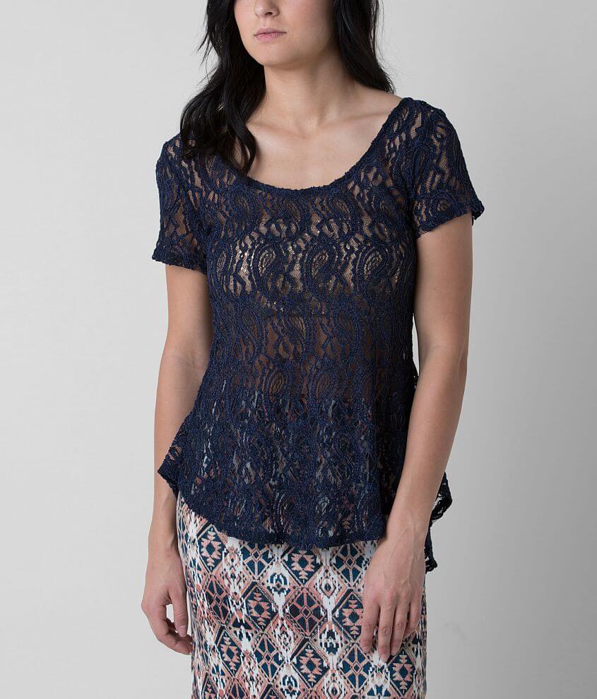 Daytrip Lace Top - Women's Shirts/Blouses in Navy | Buckle