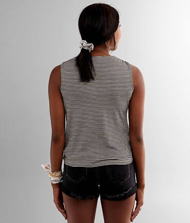 Bobeau Striped Surplice Tank Top BACK