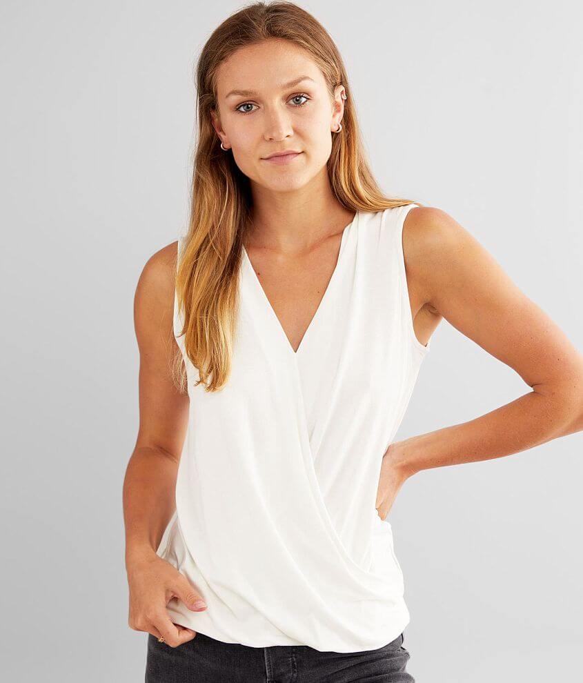 Bobeau Surplice Tank Top Women's Tank Tops in Ivory Buckle