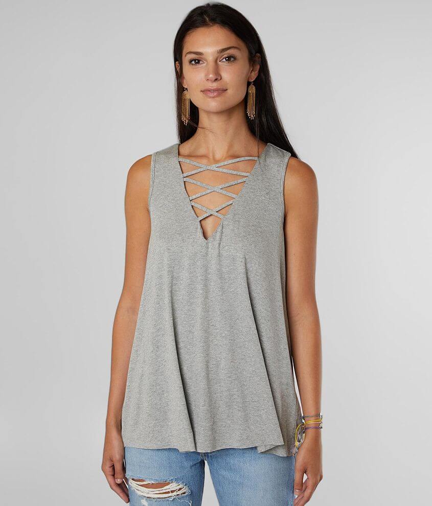 Daytrip Lattice V-Neck Tank Top front view