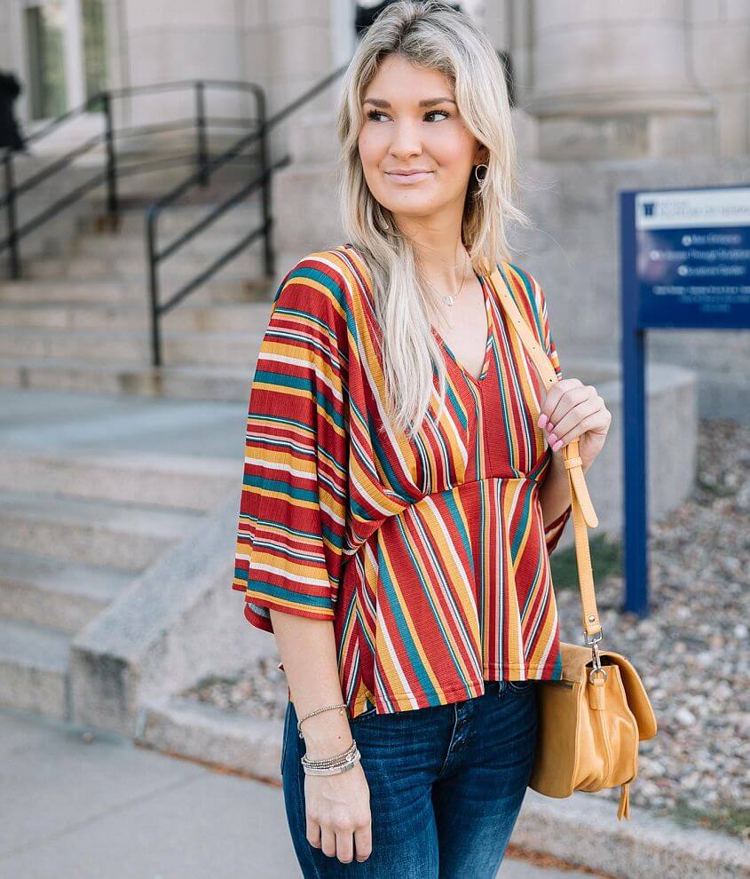 Willow &#38; Root Empire Waist Striped Top front view