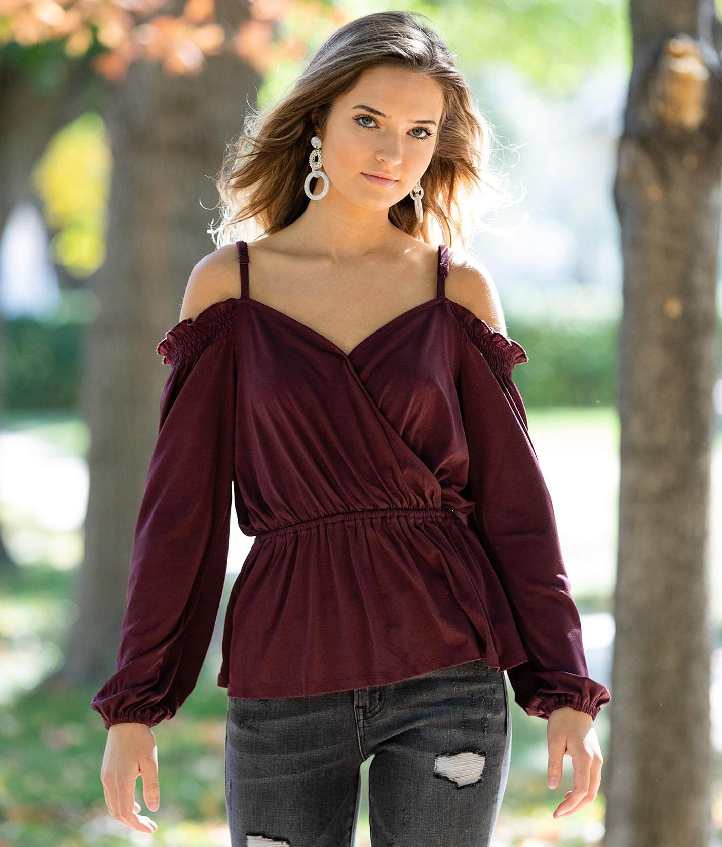 cold shoulder peplum top