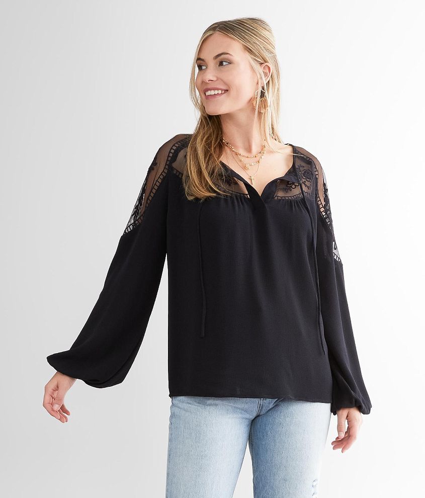 Daytrip Floral Crochet Top - Women's Shirts/Blouses in Black | Buckle