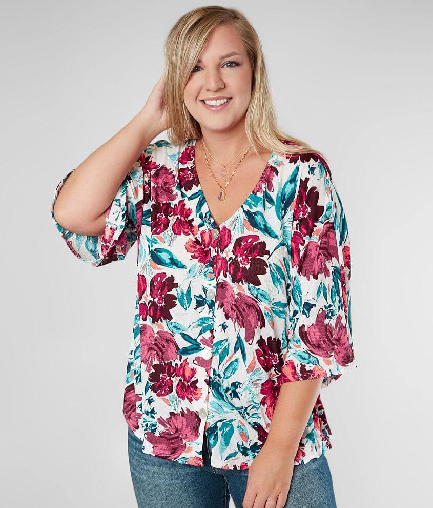 Willow & Root Floral Top - Plus Size Only - Women's Shirts/Blouses in ...