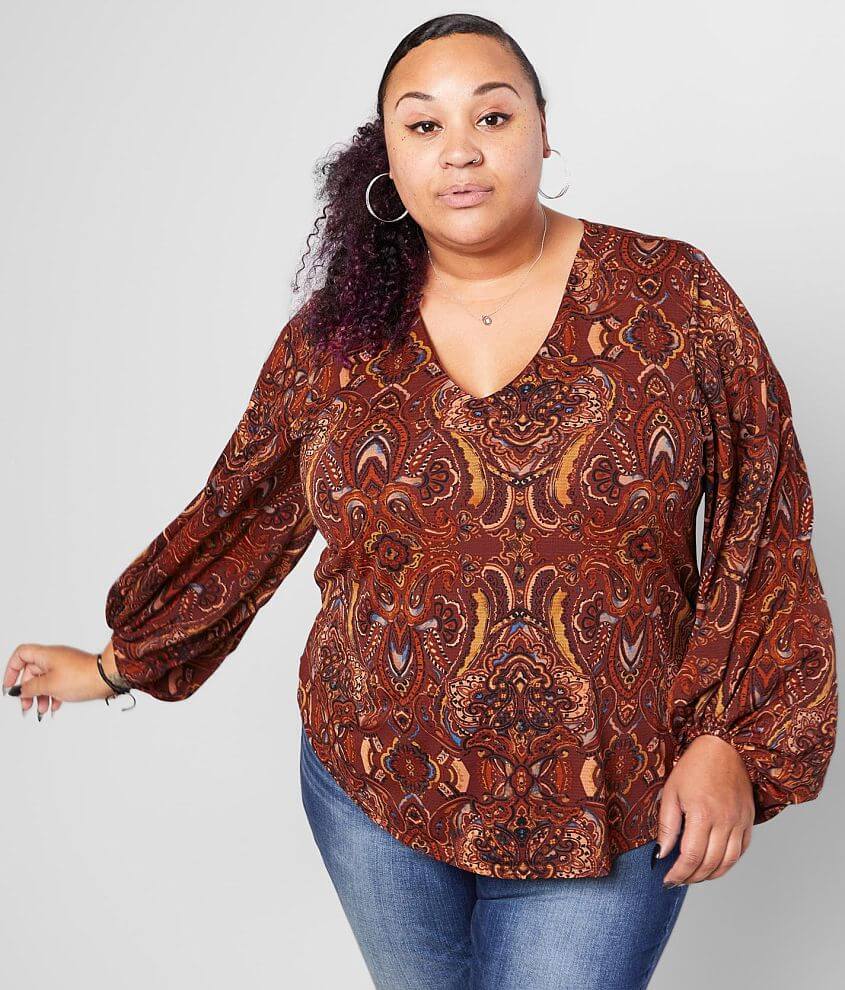 Willow &#38; Root Medallion Top - Plus Size Only front view