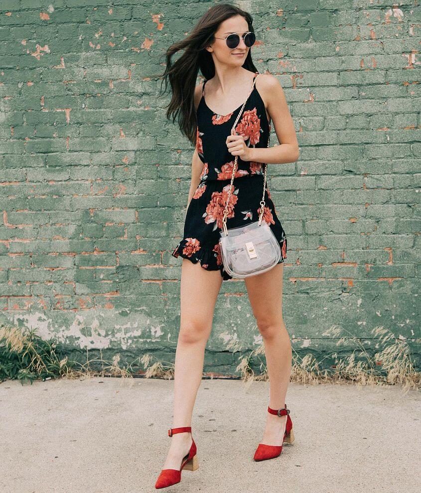 Floral ruffle clearance romper