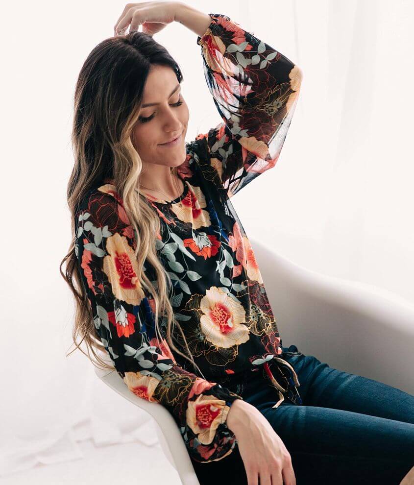 Image of Willow & Root Sheer Floral Top