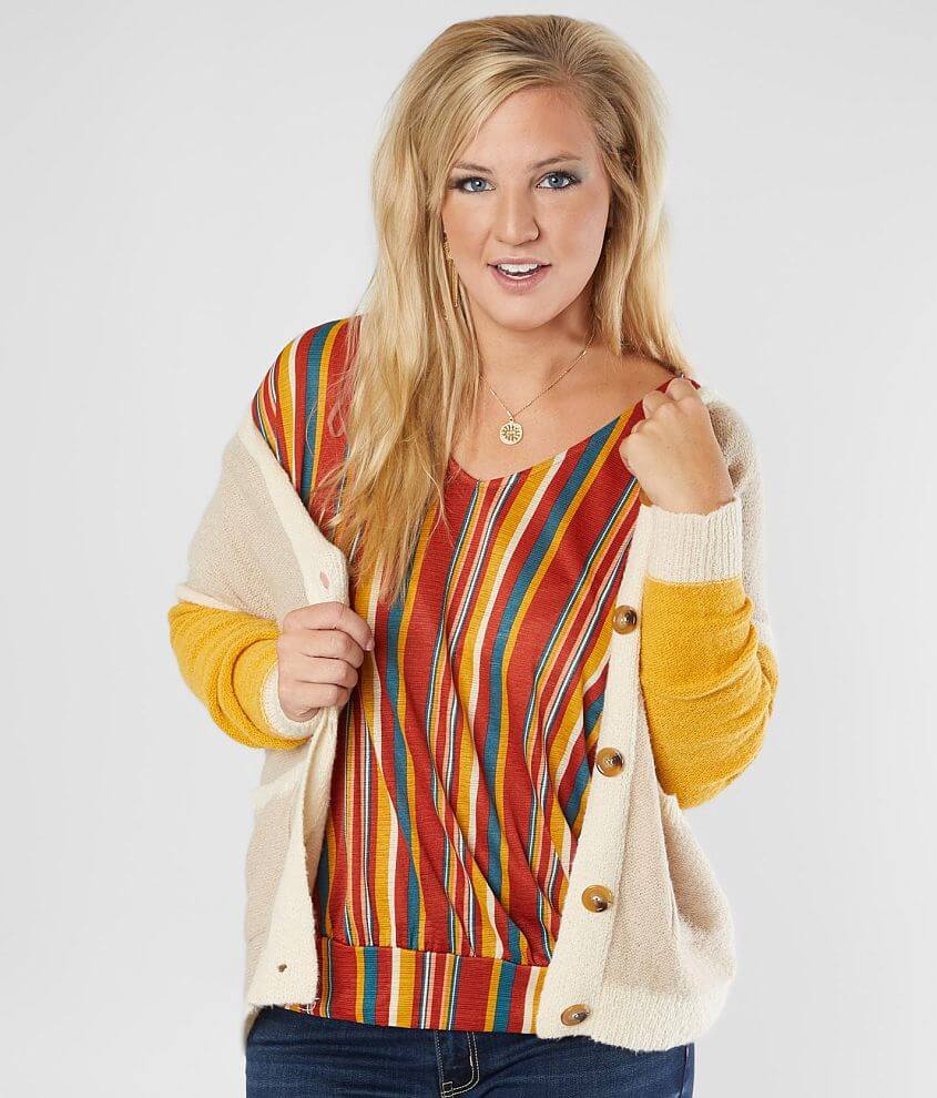 Willow &#38; Root Striped Top - Plus Size Only front view