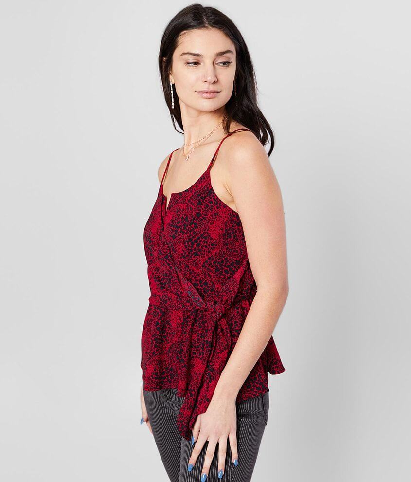 grehy Animal Print V-Wire Peplum Tank Top front view