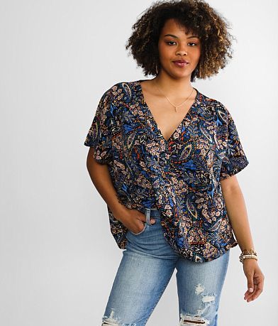 Buckle Black Strappy Wide Neck Top - Women's Shirts/Blouses in Multi