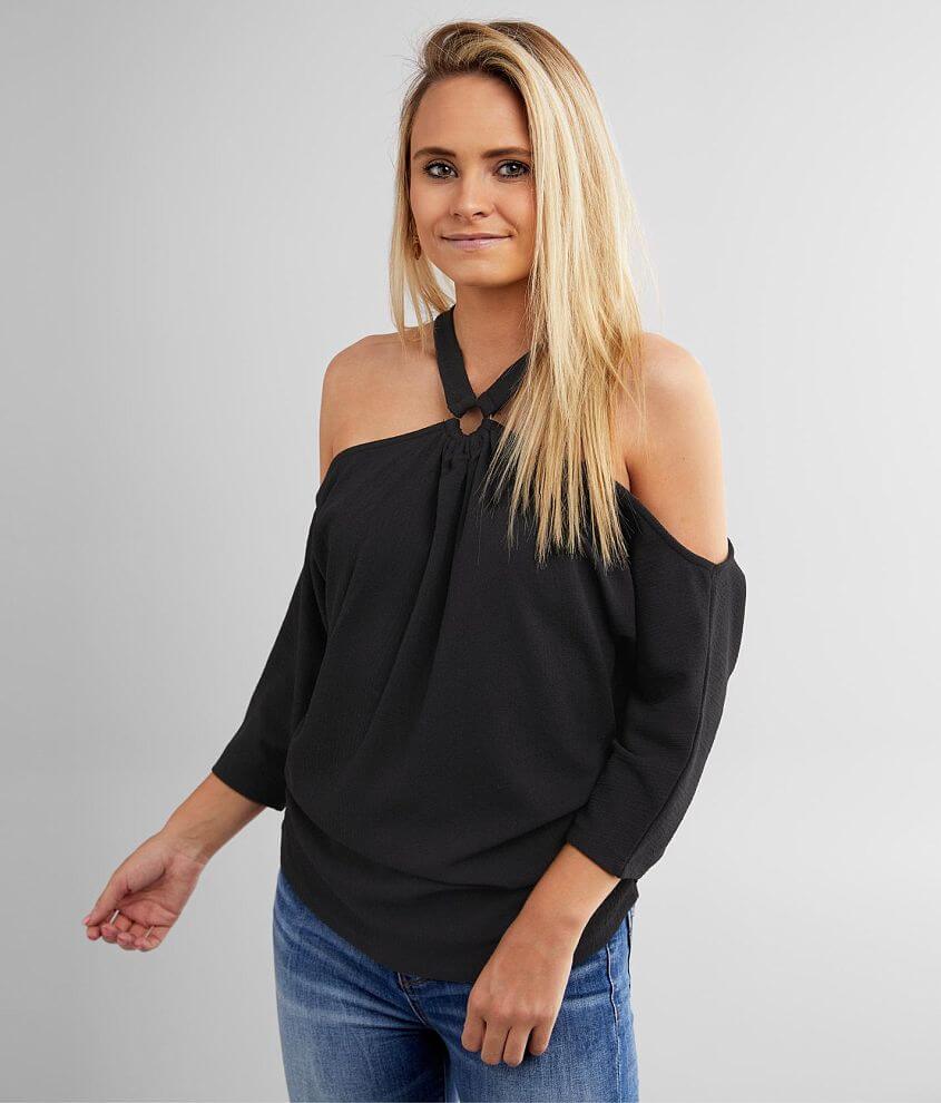 Daytrip Cold Shoulder Halter Top - Women's Shirts/Blouses in Black | Buckle