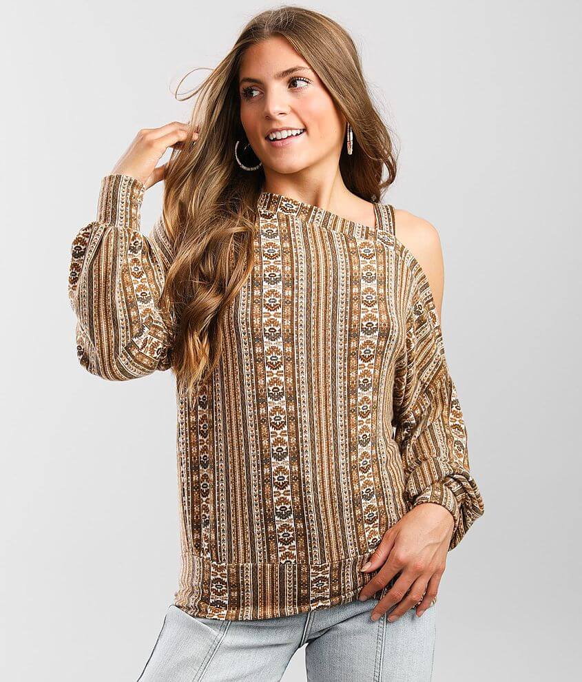 Daytrip Southwestern Brushed Knit Top front view
