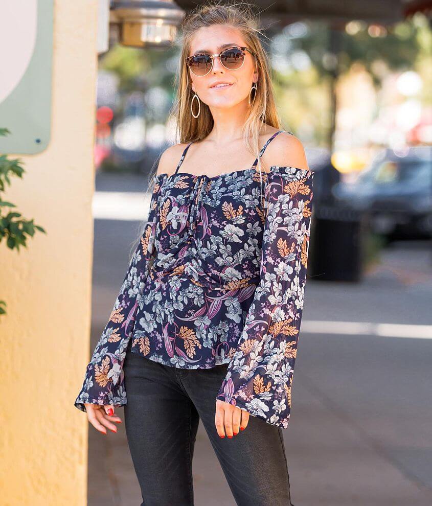 Floral Cold Shoulder Peplum Top