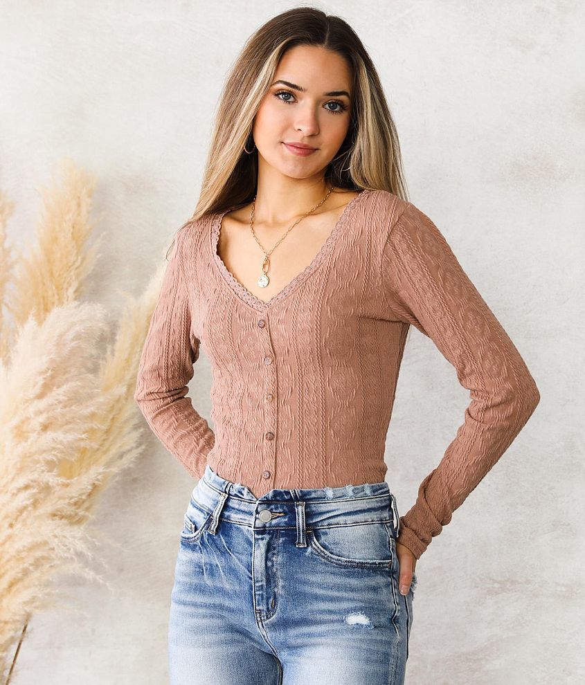 Willow &#38; Root Textured Knit Top front view