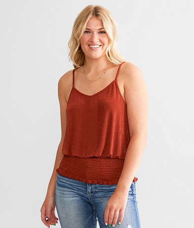 Daytrip Embroidered Floral Tank Top - Women's Tank Tops in Rust