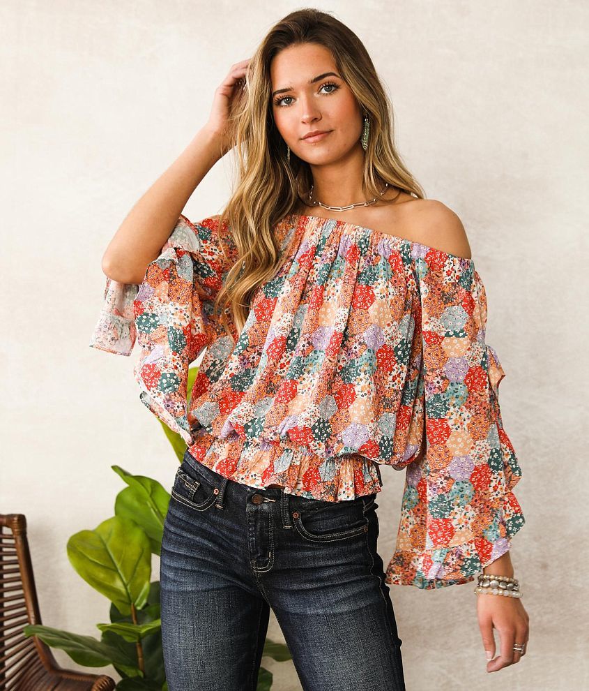 Willow & Root Floral Mesh Top - Women's Shirts/Blouses in Multi