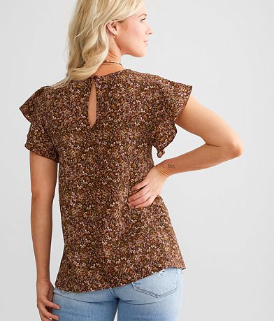 Daytrip Ditsy Floral Print Top back view