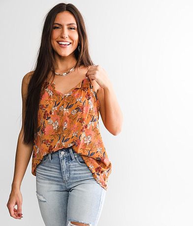 Daytrip Floral Print Chiffon Tank Top front view