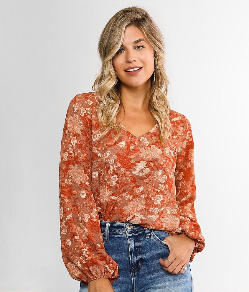 Daytrip Textured Floral Top front view