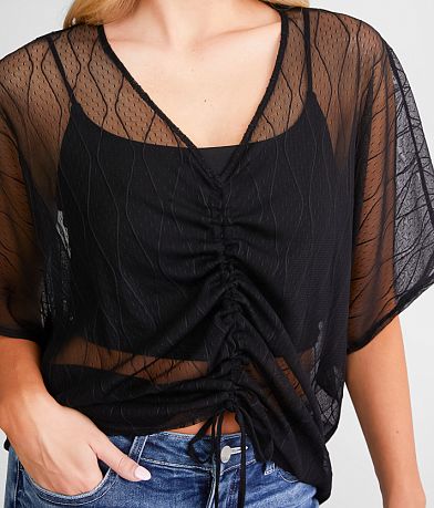 Daytrip Cinch Tie Mesh Top misc detail 1 view