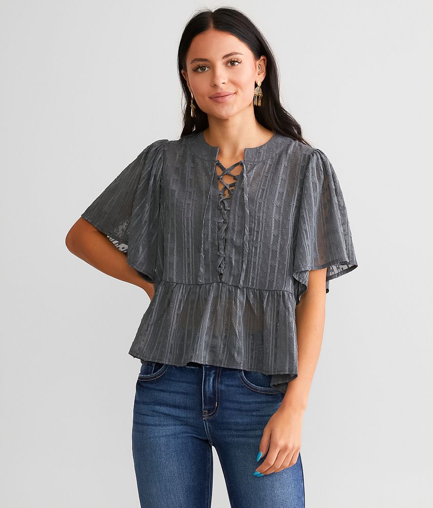 Daytrip Metallic Chiffon Top front view