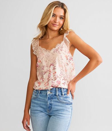 Daytrip Eyelash Lace Tank Top front view