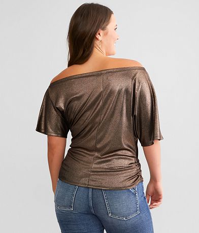 Daytrip Off The Shoulder Metallic Top BACK